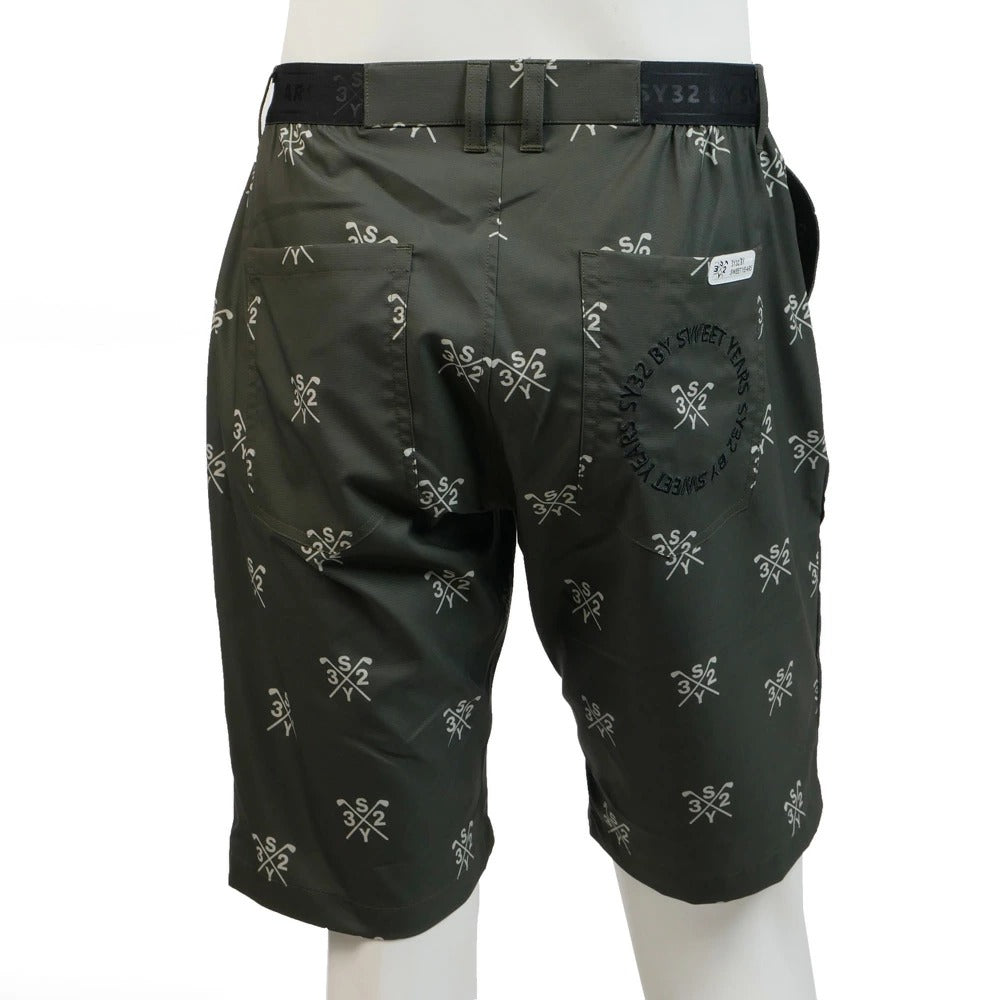 syg-25s049 / SY32 by SWEET YEARS GOLF エスワイ32 バイ スウィートイヤーズ ゴルフ ショートパンツ 総柄 CROSS LOGO GRAPHIC SHORTS