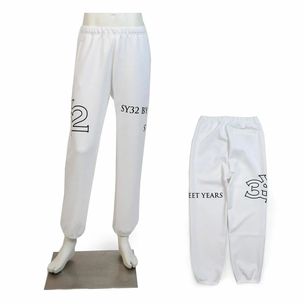 15005 / SY32 by SWEET YEARS エスワイ32 バイ スウィートイヤーズ メンズ ダブルニット ロゴ スウェットパンツ ロング丈 SERIF TYPE LOGO SWEAT PANTS