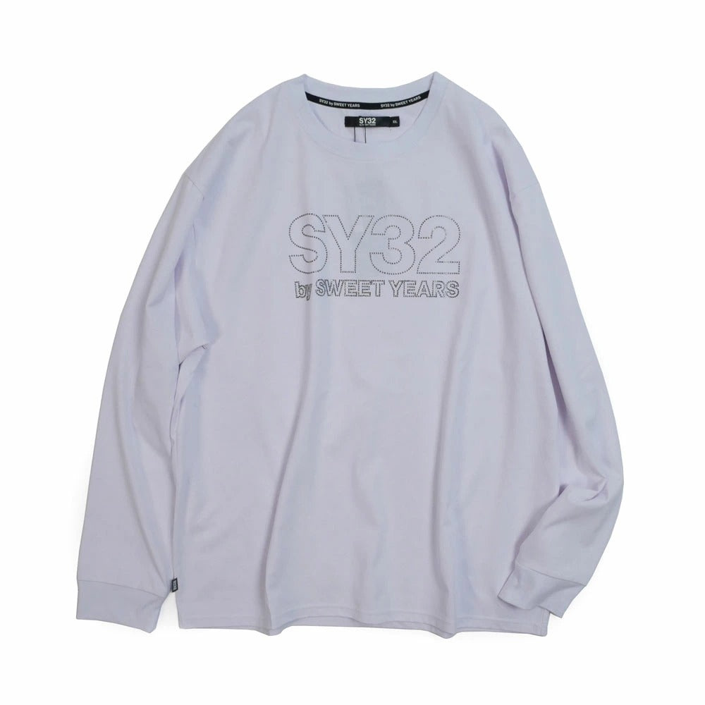 15068j / SY32 by SWEET YEARS エスワイ32 バイ スウィートイヤーズ ラインストーン ロゴ 長袖 カットソー  RHINESTONE BASIC LOGO L/S TEE