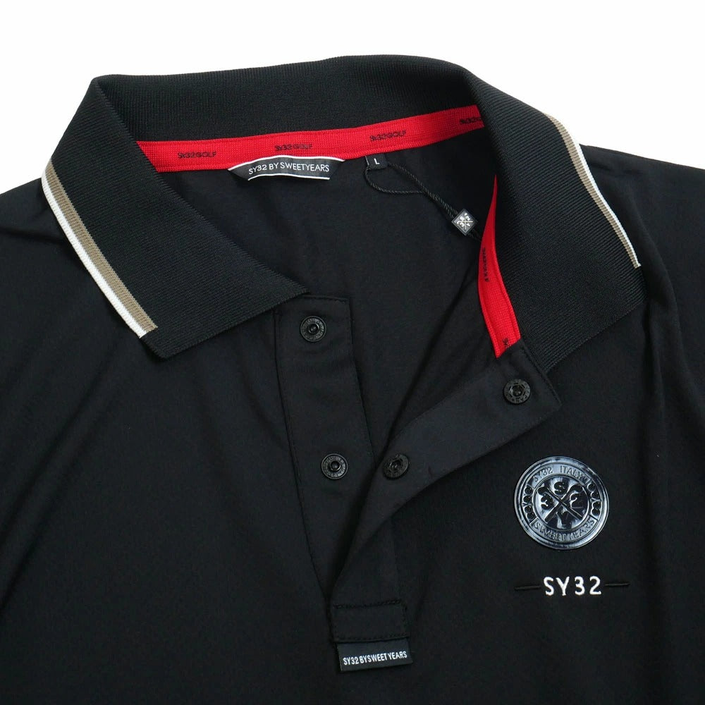 syg-25s039 / SY32 by SWEET YEARS GOLF エスワイ32 バイ スウィートイヤーズ ゴルフ ライトストレッチ ワッペン ポロシャツ 半袖 LIGHT STRETCH WAPPEN POLO