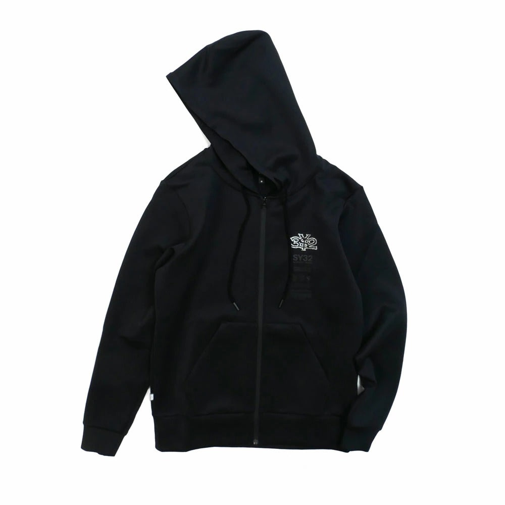15001 / SY32 by SWEET YEARS エスワイ32 バイ スウィートイヤーズ ダブルニット ラインストーン ロゴ ジップアップ パーカー X DOUBLEKNIT RHINESTONE LOGO ZIP HOODIE
