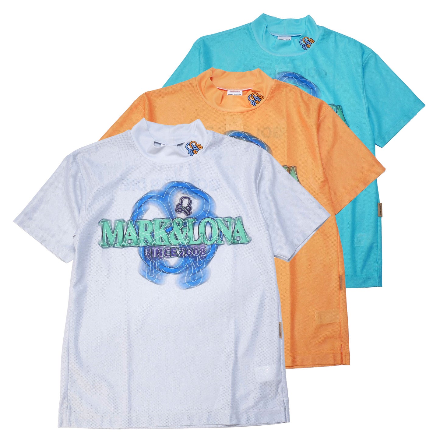 mlm-5c-aa01 / MARK&LONA メンズ 半袖 グラフィカル モックネック Tシャツ