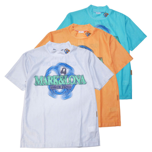 mlm-5c-aa01 / MARK&LONA メンズ 半袖 グラフィカル モックネック Tシャツ
