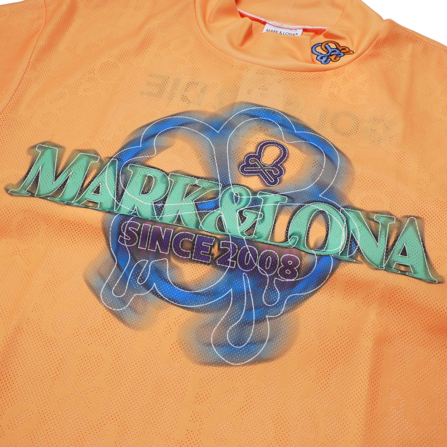 mlm-5c-aa01 / MARK&LONA メンズ 半袖 グラフィカル モックネック Tシャツ