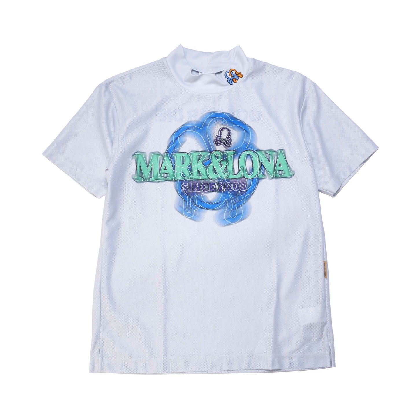 mlm-5c-aa01 / MARK&LONA メンズ 半袖 グラフィカル モックネック Tシャツ