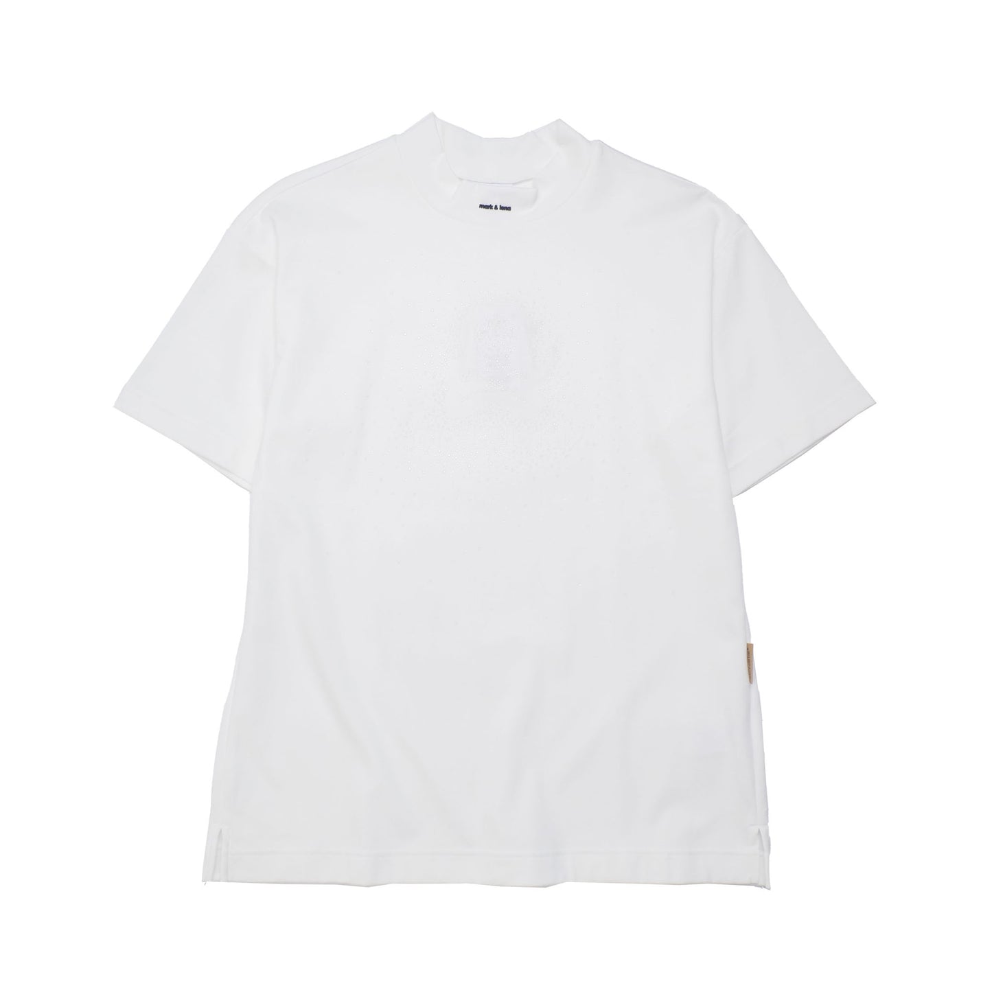 mlm-5c-aa04 / MARK&LONA メンズ 半袖 ラインストーン モックネック Tシャツ