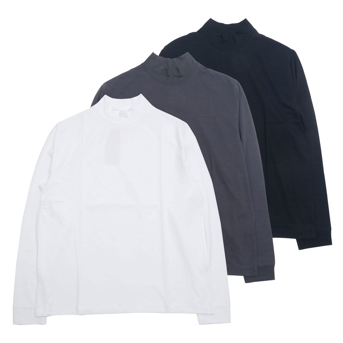 yj2013my / three dots メンズ パウダリーコットン モックネック 長袖カットソー